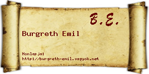 Burgreth Emil névjegykártya